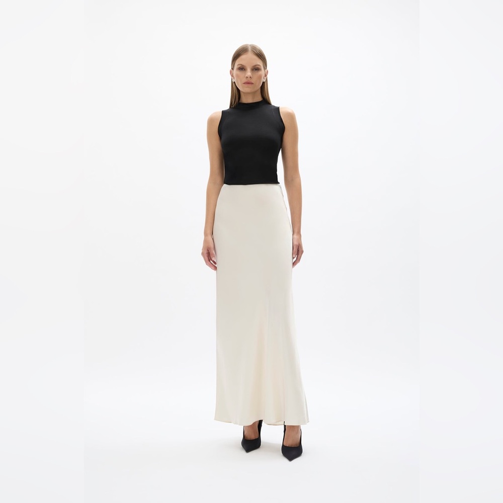 Rachel Gilbert White Skye 100% Silk Bias Cut Maxi Skirt AU0/US2 NWT